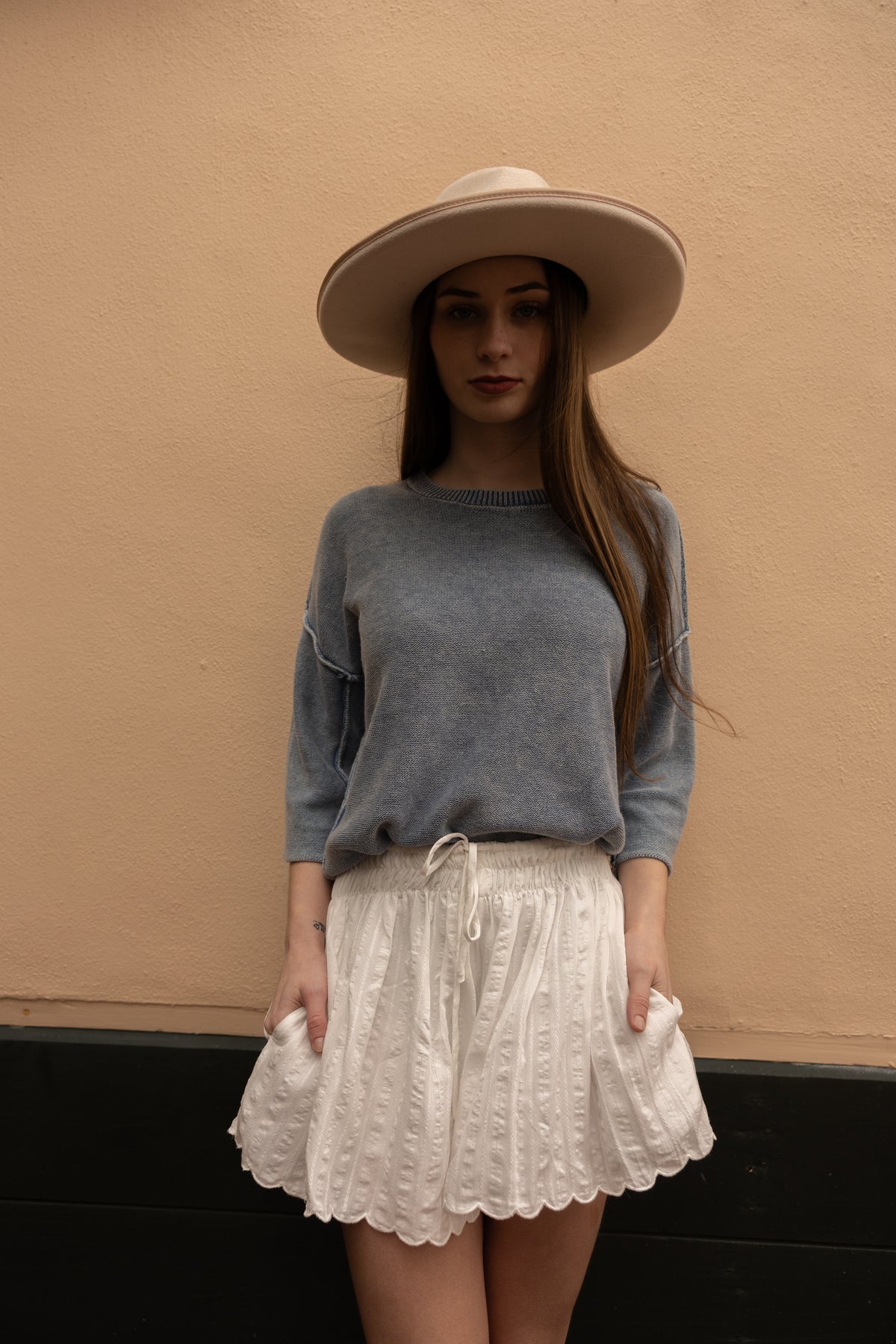 Boxy Mineral Wash Top (dusty blue)