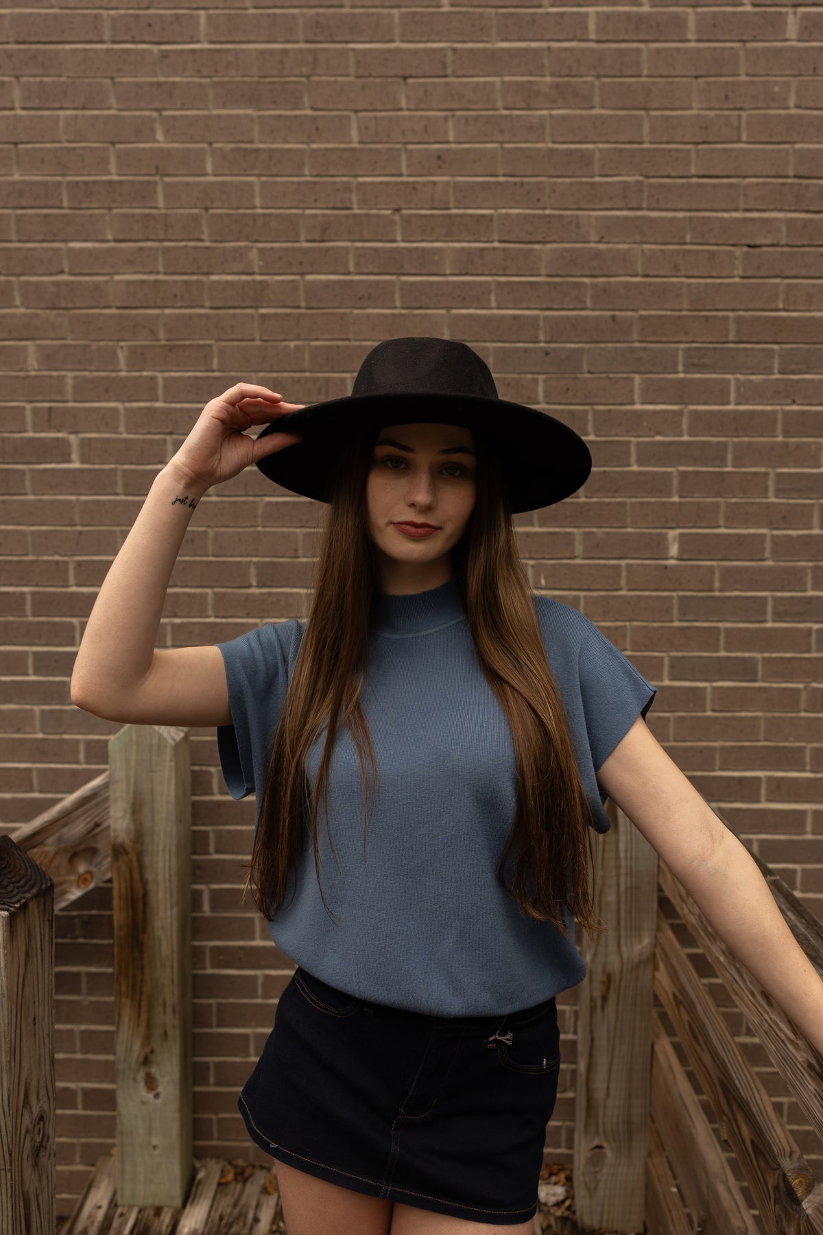 Molly Mockneck Top (dusty blue)