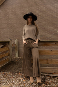 Darcy Wide Leg Joggers (brown)