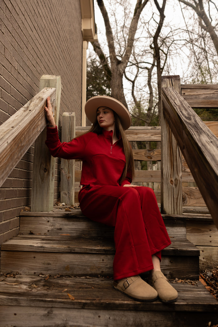 Harper Half Zip Sweatshirt (red)