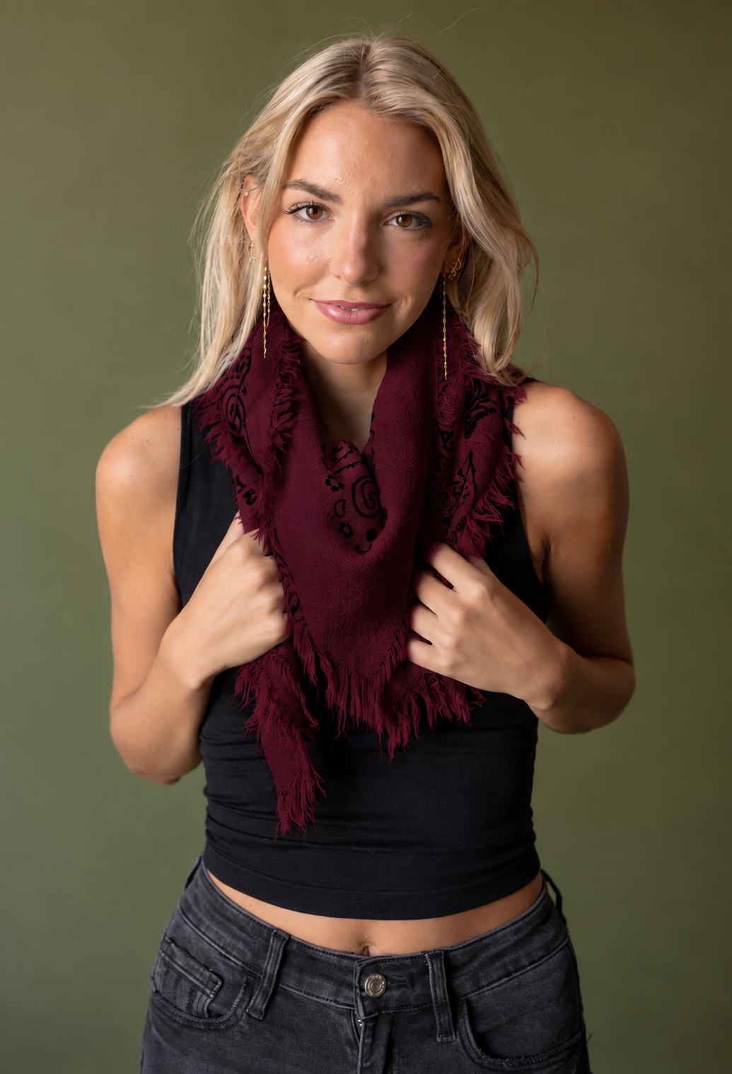 Paisley Print Scarf (burgundy)