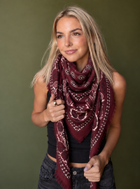 Paisley Print Scarf (burgundy/white)