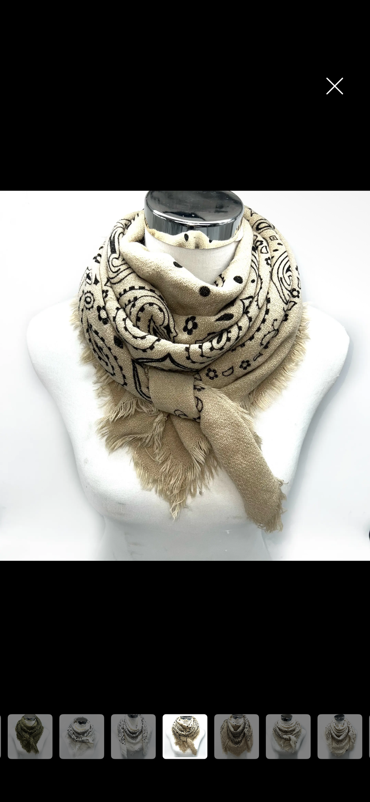 Paisley Print Scarf (taupe/black)