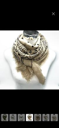 Paisley Print Scarf (taupe/black)