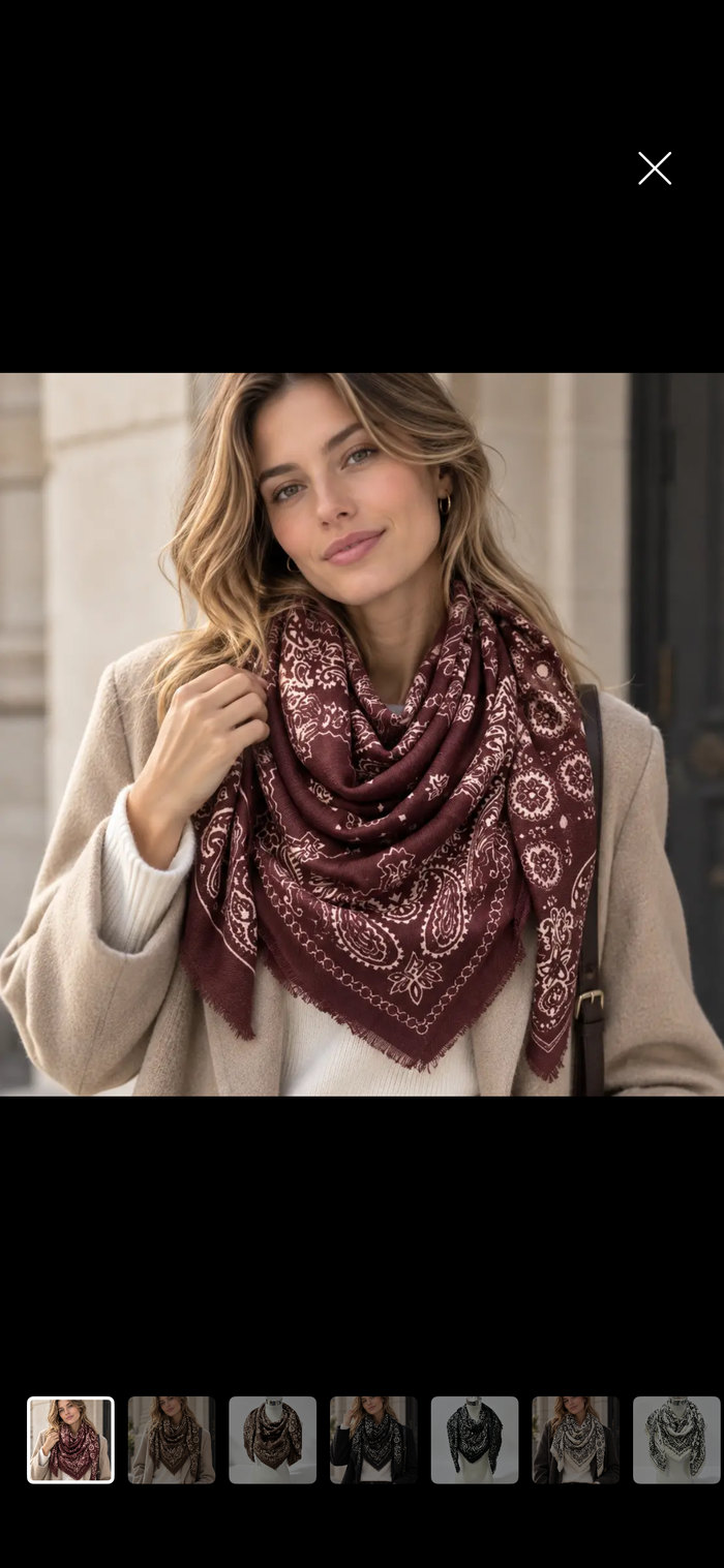 Paisley Print Scarf (burgundy/ivory)