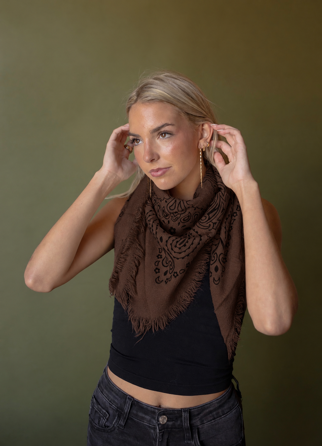 Paisley Print Scarf (cafe/black)