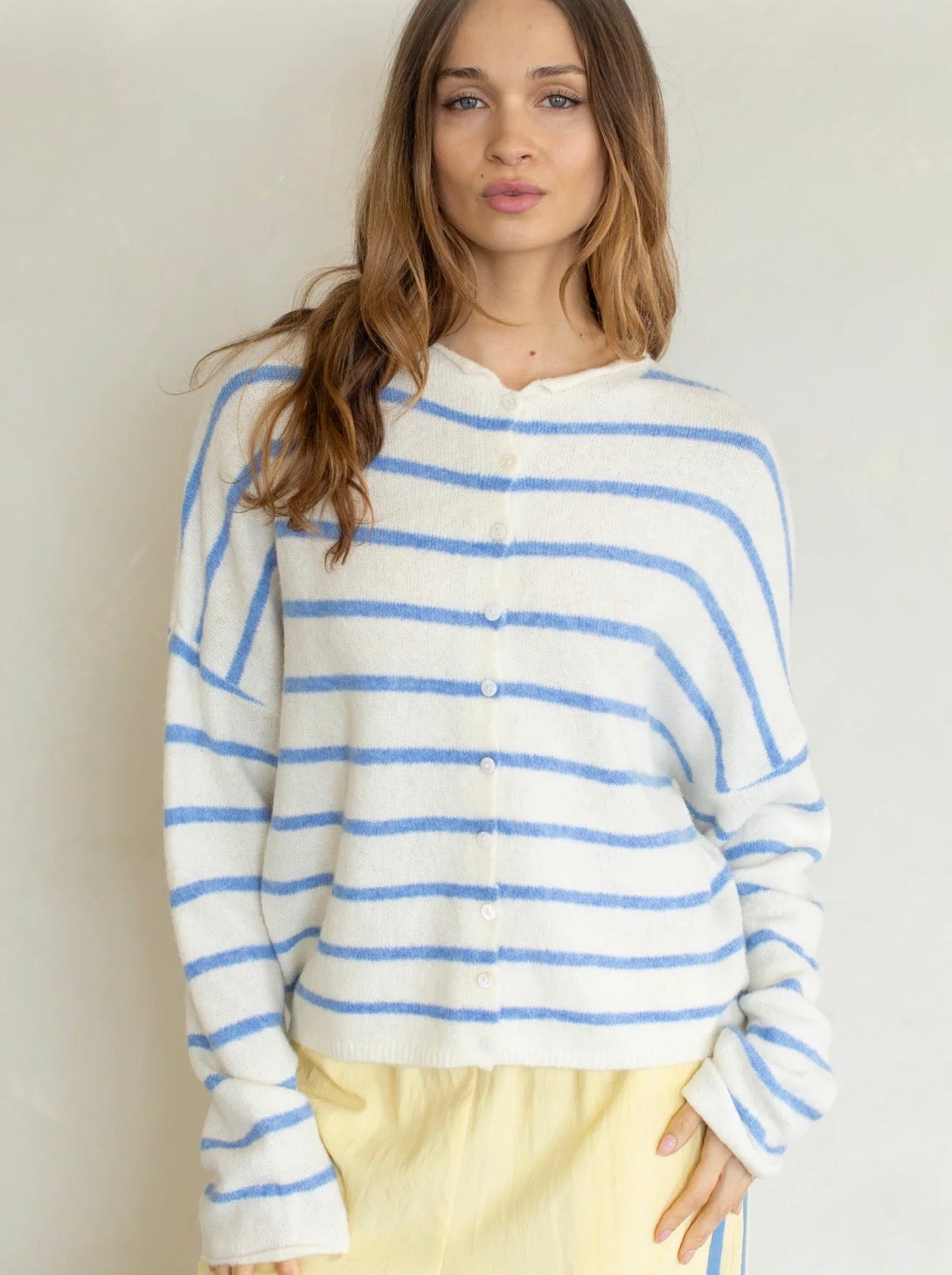 Piper Cardigan (ivory/blue) - GEORGE-MARY'S