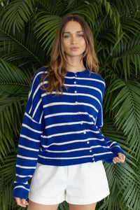 Piper Cardigan (royal stripe) - GEORGE-MARY'S
