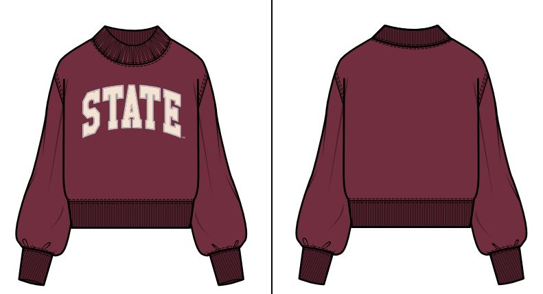 MSU Collegiate Cropped State Sweatshirt (maroon)