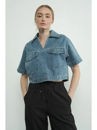 Aaron Cropped Denim Top
