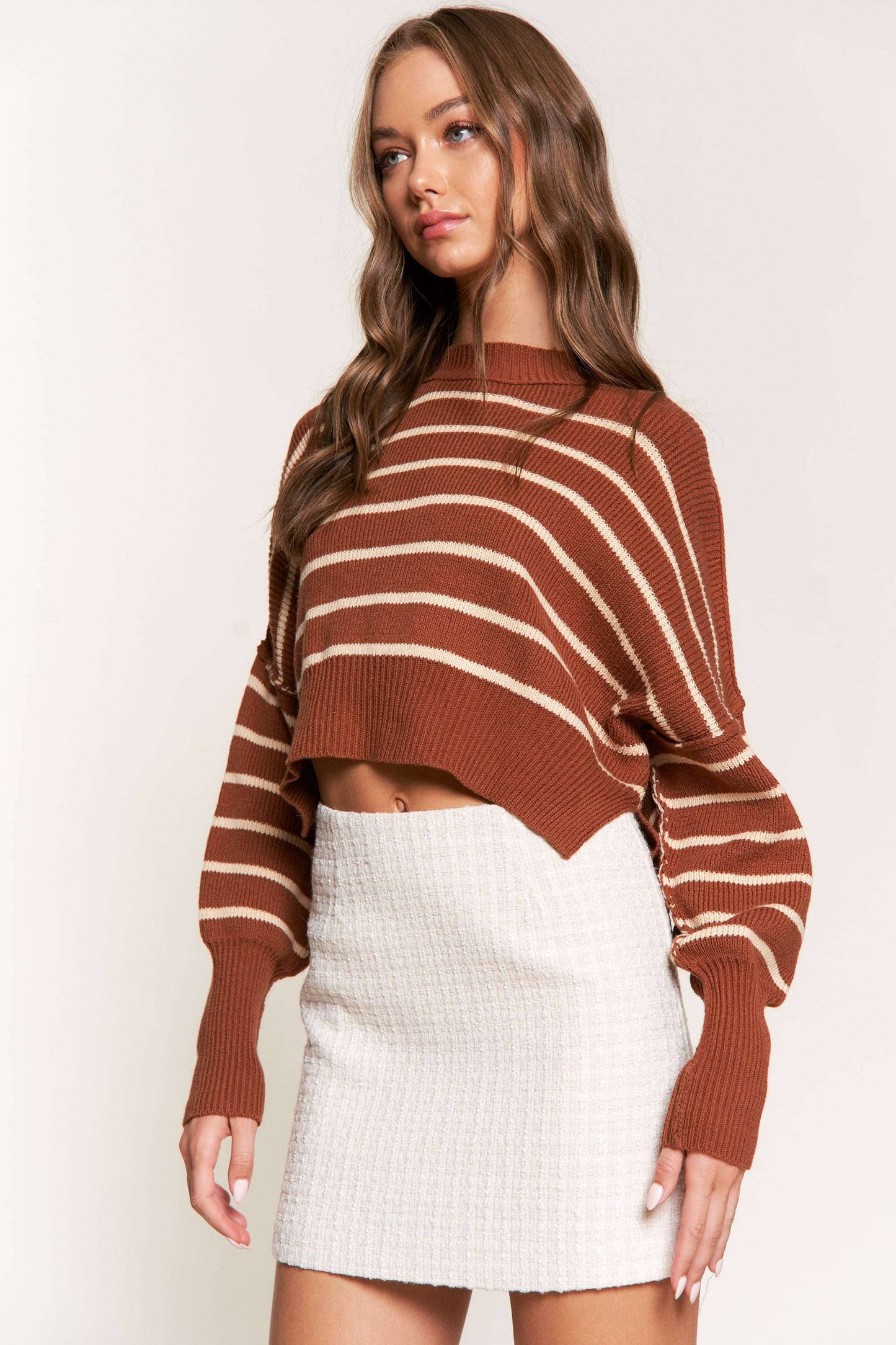Boxy Camel Striped Sweater