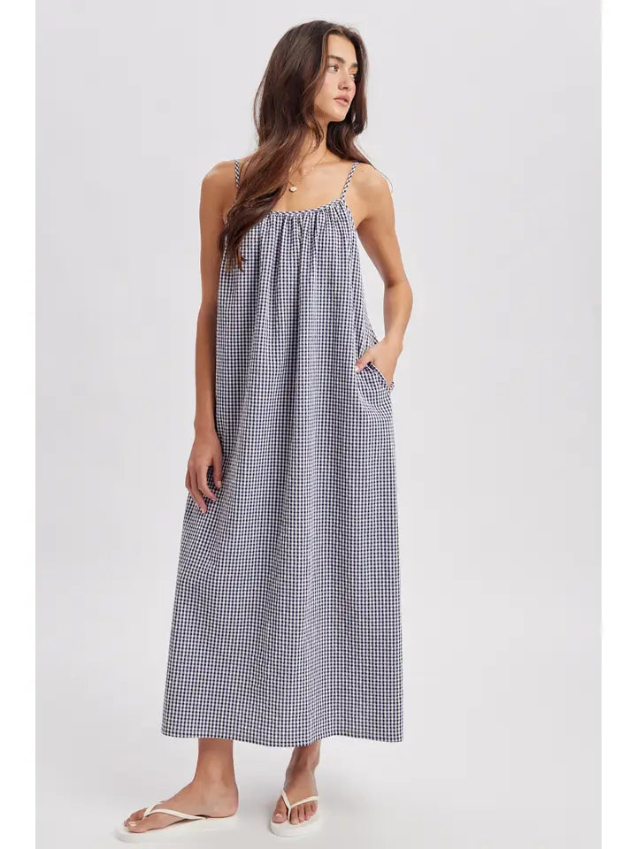 Gingham Maxi Dress (navy)