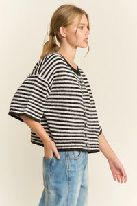 The Penny Cardigan (black/ivory stripe)