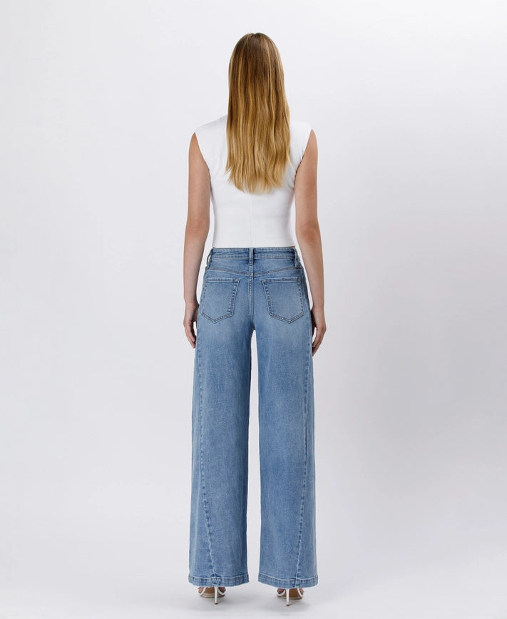 High Rise Twisted Seam Palazzo Jeans