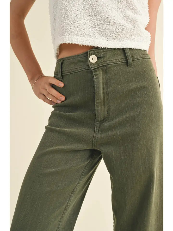 Marine Fit Wide Leg Pants (fade olive)