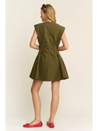 Olivia Ruched Dress (olive) - GEORGE-MARY'S