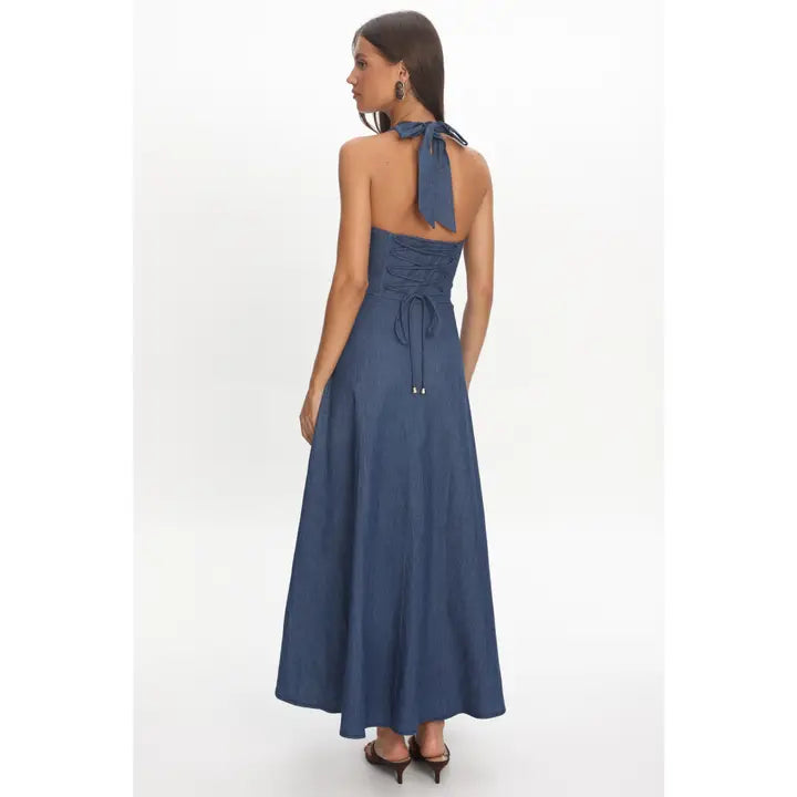 Millie Denim Halter Dress - GEORGE-MARY'S