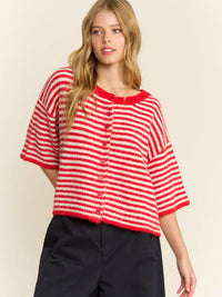 The Penny Cardigan (red/white striped)