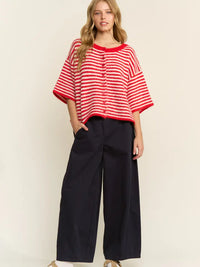 The Penny Cardigan (red/white striped)