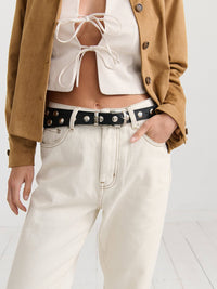 Linda Studded Western Belt in Black - GEORGE-MARY'S