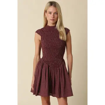 Hayley Burgundy Mini Dress - GEORGE-MARY'S