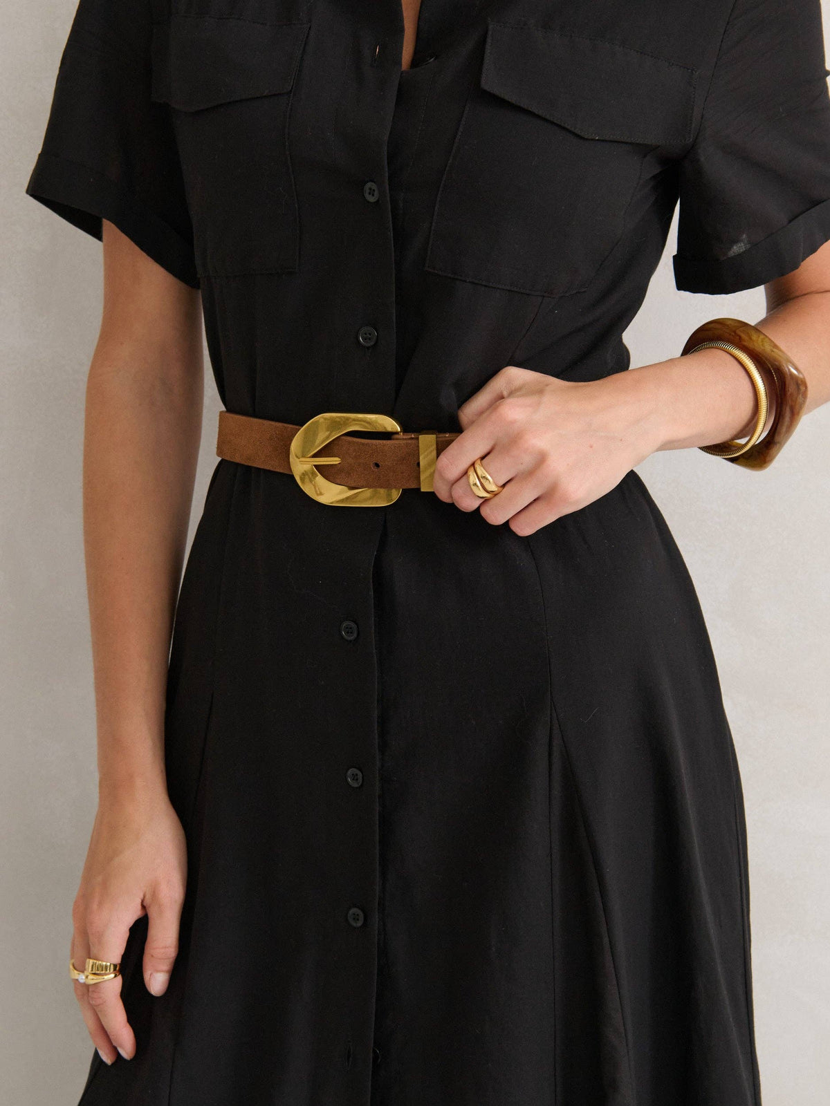 Genuine Suede Chain Buckle Belt - GEORGE-MARY'S