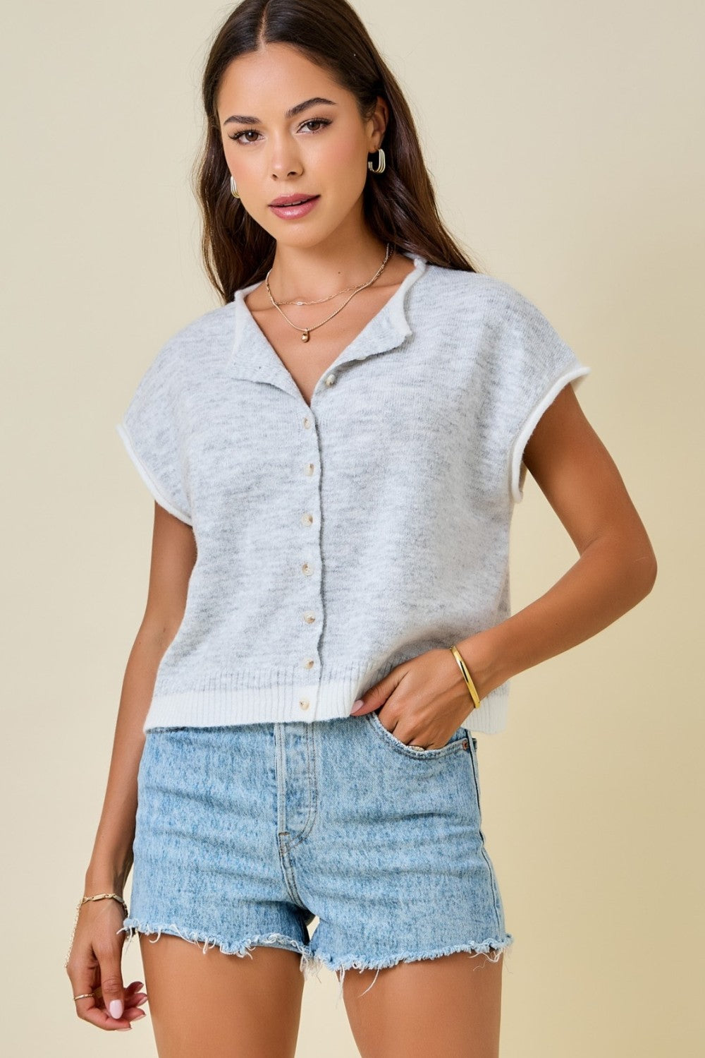 Grey Trim Vest