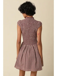 Jain Gingham Mini Dress (maroon) - GEORGE-MARY'S