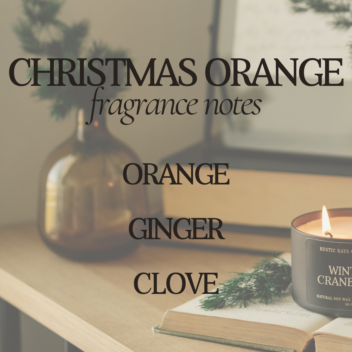 Christmas Orange Winter Soy Candle - 12oz Double Wick - Gift