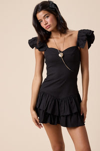 Flutter Sleeve Dress (black)