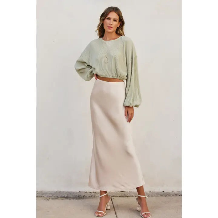 Cream Satin Skirt