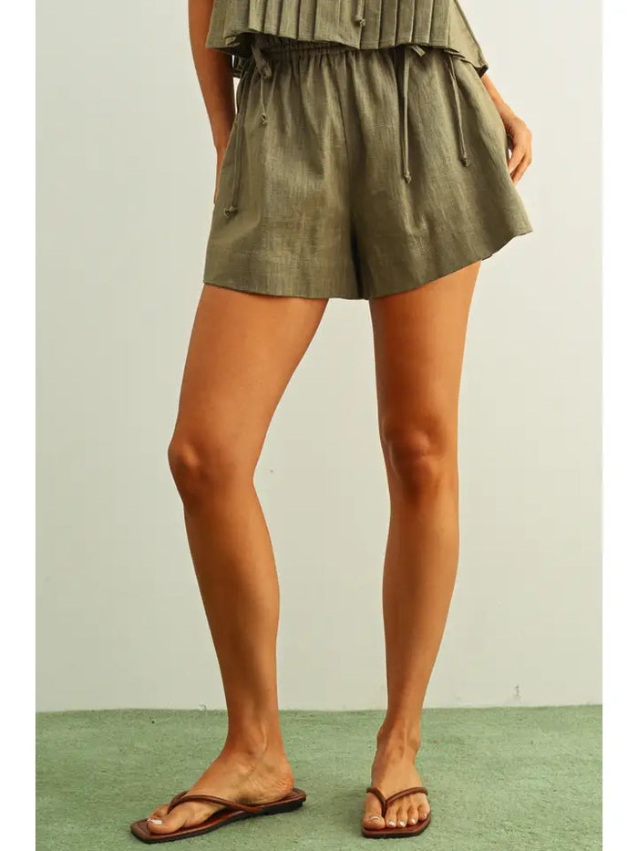 Beckett Side Tie Shorts (olive) - GEORGE-MARY'S