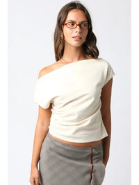 Draped Shoulder Top (ecru)