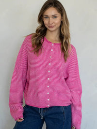 The Piper Cardigan (bubblegum stripe) - GEORGE-MARY'S