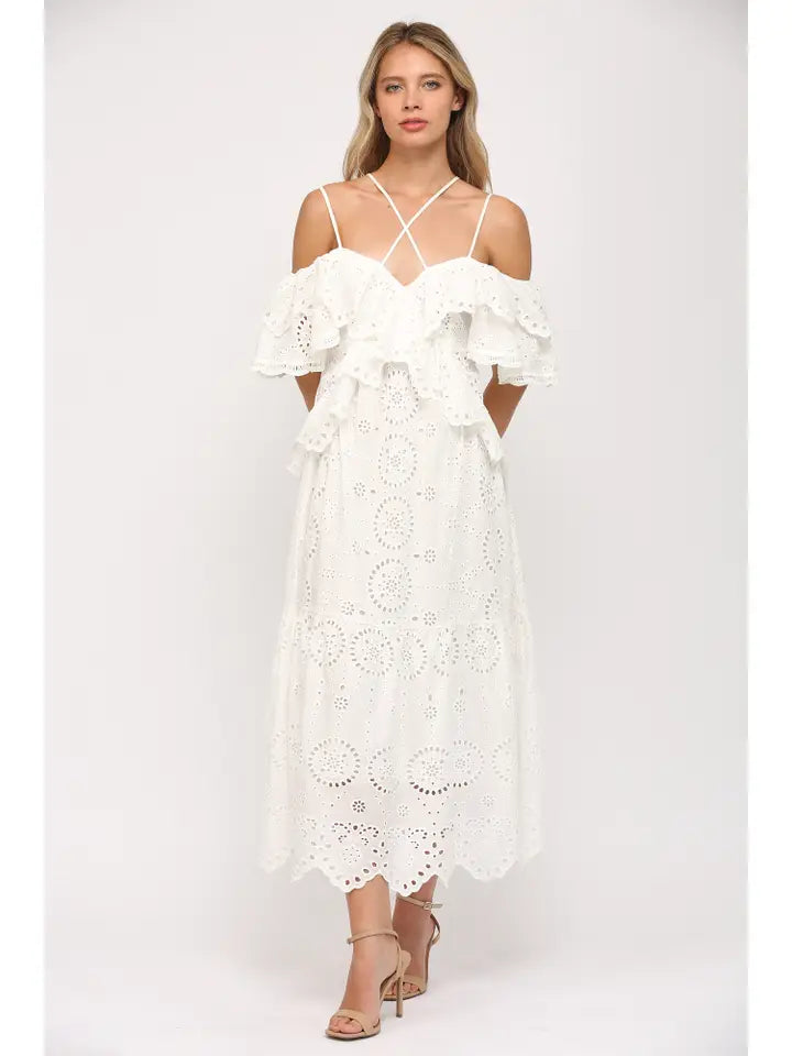 Mila Eyelet Maxi Dress (white)