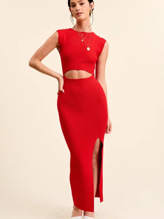 Bodycon Midi Dress (red)