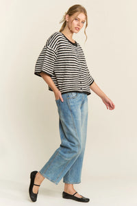 The Penny Cardigan (black/ivory stripe)