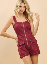 Maroon Game Day Zippered Romper