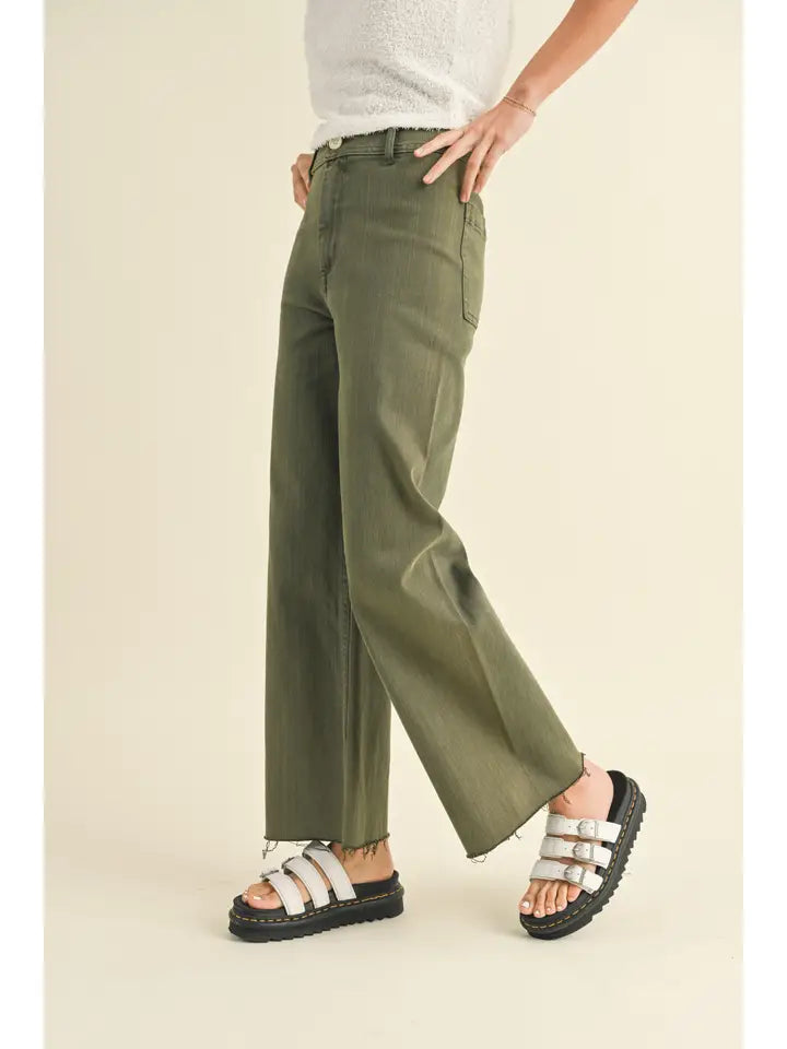 Marine Fit Wide Leg Pants (fade olive)