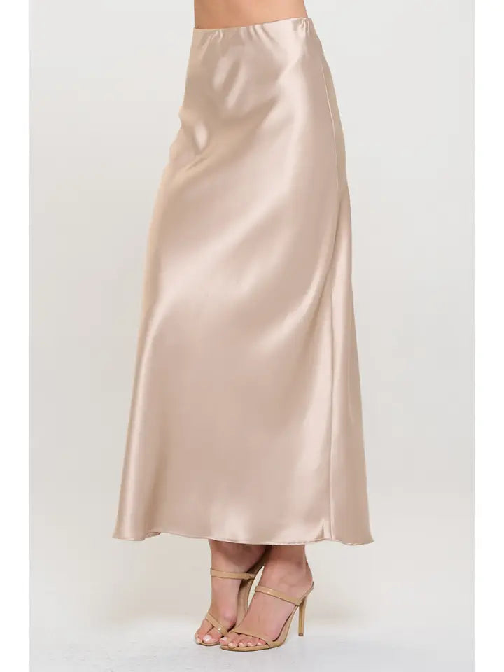 Satin Maxi Skirt (beige)