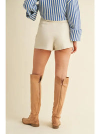 Wrap Faux Leather Skirt (cream)