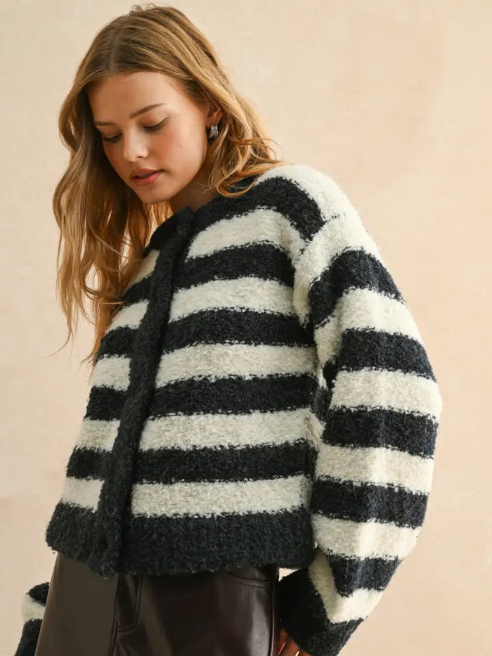 Boucle Striped Cardigan