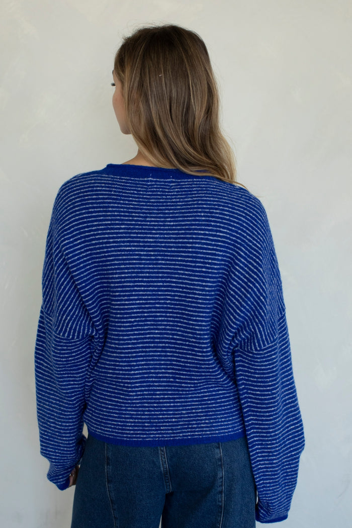 PREORDER The Piper Cardigan (royal pinstripe)
