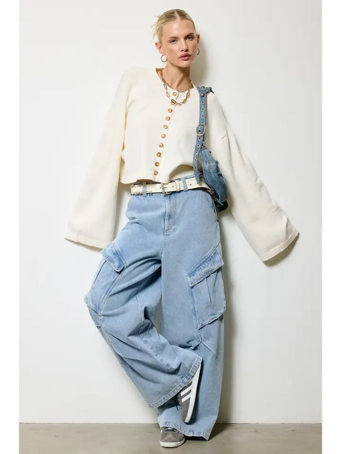 Rhodes Button Sweater (ivory) - GEORGE-MARY'S