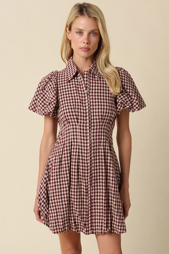 Owen Gingham Dress (maroon)