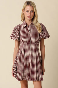 Owen Gingham Dress (maroon)