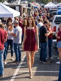 Maroon Zipper Mini Dress - GEORGE-MARY'S
