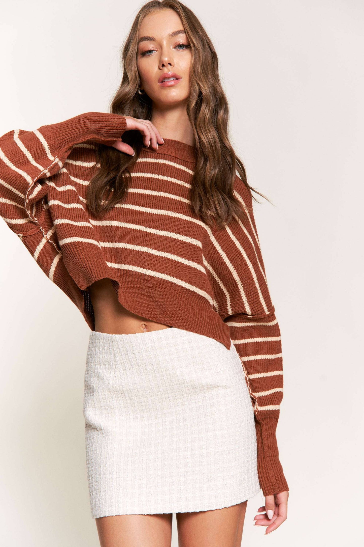 Boxy Camel Striped Sweater