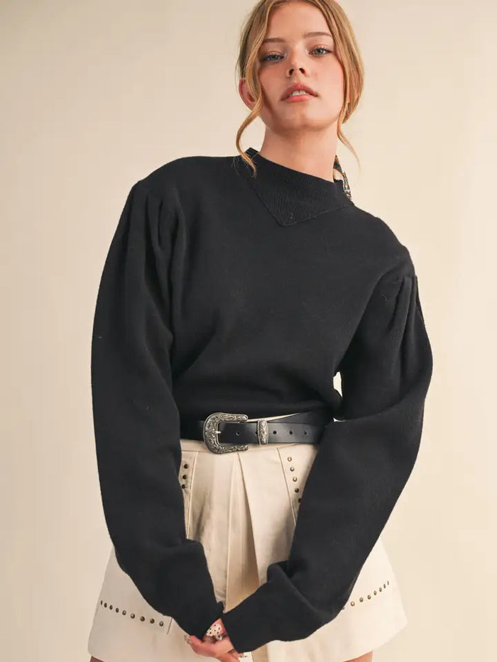 The Foster Puff Sleeve Sweater (black)