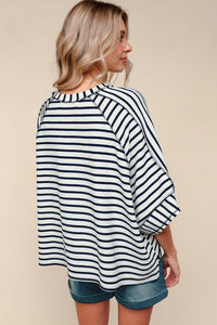 Oversized Navy Striped Terry Shirt